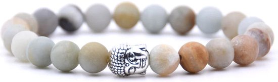 Bracelet Mala en pierre naturelle - pierre amazonite - bouddha / budha - 20 cm - Rhylane®