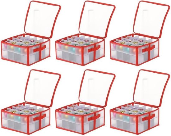 materiaal Koopje elleboog 6x Transparante opbergbox/opbergdozen voor kerstballen/kerstversiering - 30  x 30 x 15 cm | bol.com