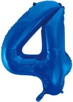 Blauwe helium folie ballon  cijfer 4.