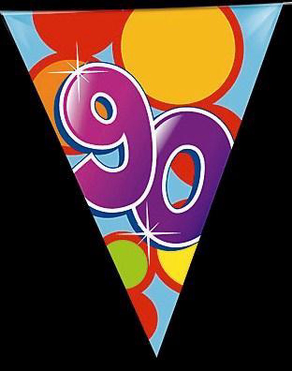 Haza Leeftijd verjaardag thema vlaggenlijn - 90 jaar - plastic - 10 meter - feest vlaggetjes — afbeelding 2
