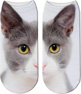 Twee-delige enkelsokken Kat - kattensokken - fotoprint enkelsokken - Unisex - Maat 36-41