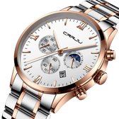 CRRJU® Horloges voor Mannen Herenhorloge Jongens Heren Watch Horloge – Horlogebox Geschenkdoos – Zilver Rosé Wit