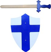 Épée en bois avec bouclier bleu