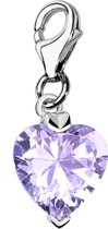Quiges - Pendentif Charm en Argent 925 Cristal Zircone Coeur Violet - HC381