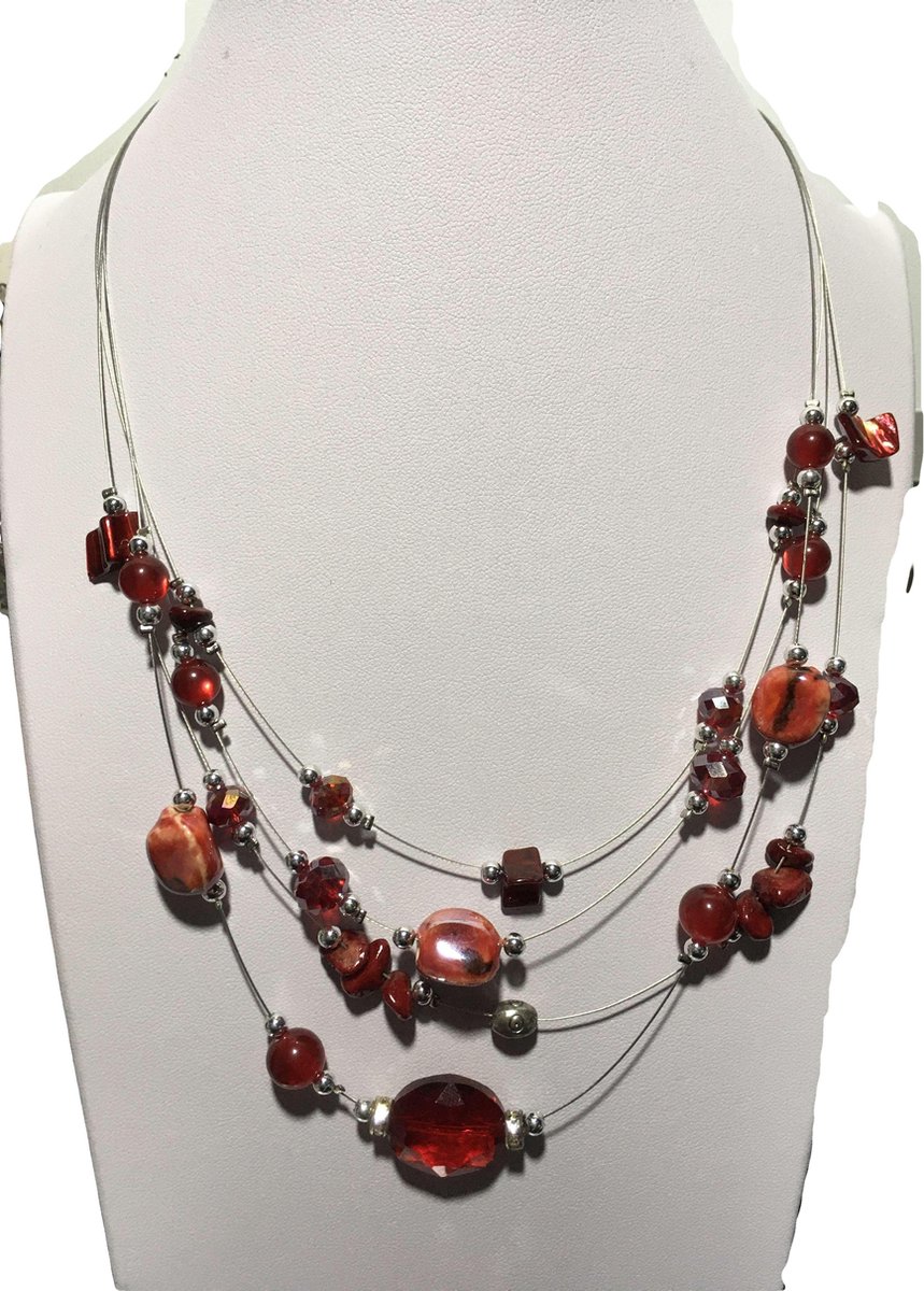 Petra's Sieradenwereld - Ketting laagjes rood