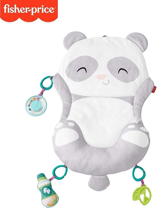 Fisher-Price Panda speelmat, pluche mat om te spelen in de buikligging met speelgoed