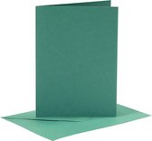 Kaarten en enveloppen, afmeting kaart 10,5x15 cm, afmeting envelop 11,5x16,5 cm, donkergroen, 6sets