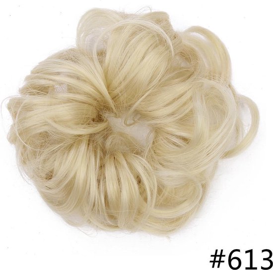 Messy hair bun scrunchie Zeer licht blond 613