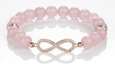 Armband dames rose goud - Rose quartz natuursteen - Kralenarmband - 18,5cm Galeara design Forever