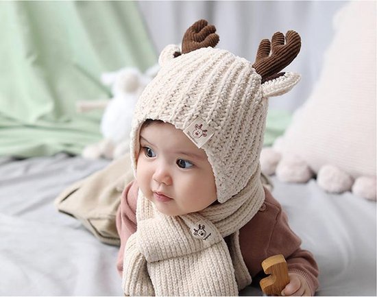 Babymutsje met sjaal | Muts | Sjaal | Baby Birthday | Winter | Rendier Baby set |... |