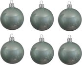 6x Mintgroene glazen kerstballen 6 cm - Glans/glanzende - Kerstboomversiering mintgroen