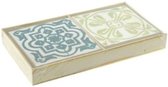 Houten onderzetters - Groene print  - 6 stuks - 11x11 cm