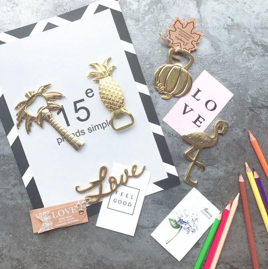 Luxe Gouden Bieropener Love - in cadeau-verpakking - Cadeautip!