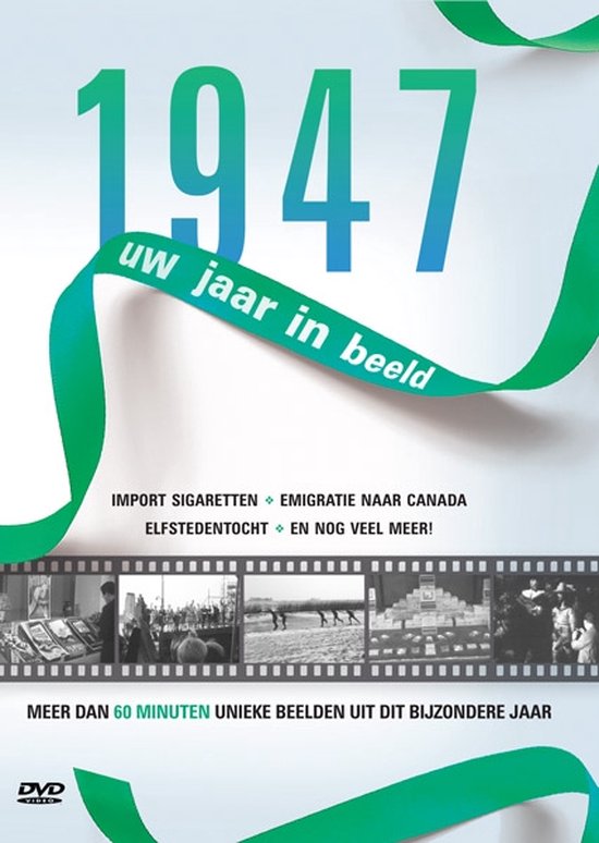 1947 uw jaar in beeld, import sigaretten, emigratie naar Canada, Elfstedentocht, meer dan 60 minuten unieke beelden.