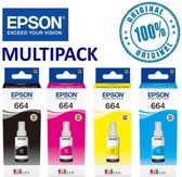 EPSON 664 ECOTANK MULTIPACK T6641 T6642 T6643 T6644 Zwart Cyaan Magenta Geel