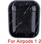 AirPods Marmer Case Cover - Beschermhoes - Zwart - Geschikt voor Apple AirPods 1/2