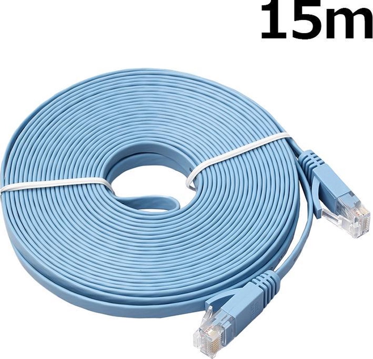 Supersnelle Platte Kabel Cat 6 RJ45 Platte Netwerkkabel - LAN Ethernet Kabel - Wifi Netwerk Verlengkabel - Verlengsnoer - 15 Meter Lang - 1000 Mbps - Blauw - AA Commerce
