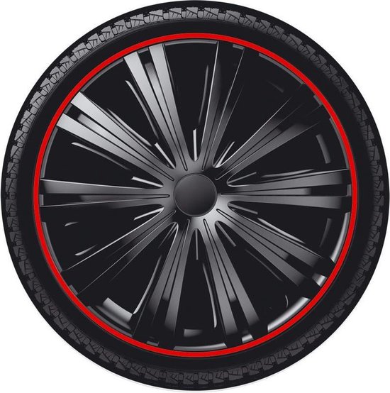 Wieldoppen set SPARCO BERGAMO NERO-ROSSO zwart-rood 15 inch