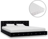 Bed met Matras Zwart 160x200 cm Velvet Fluweel (Incl LW Led klok) - Bed frame met lattenbodem - Tweepersoonsbed Eenpersoonsbed