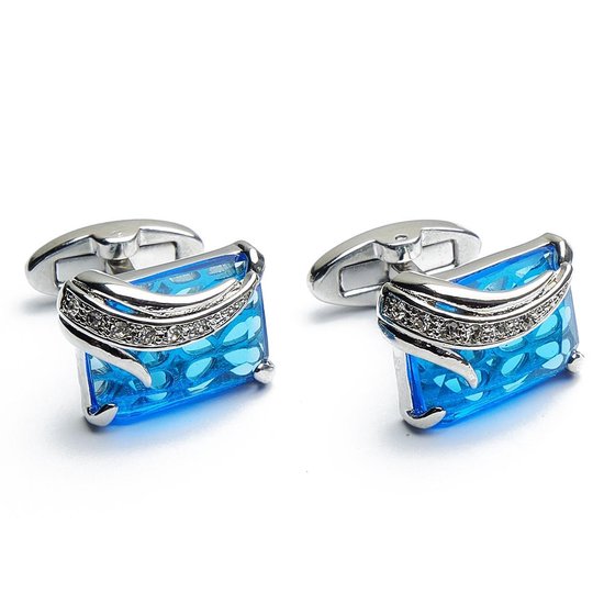 Boutons De Manchette En Argent Sterling Et Pierre Bleue – Style Moderniste, Bijou Chic Et Unique