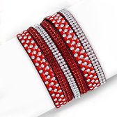 Montebello Armband Ayo Red - Fluweel - Strass - 20cm