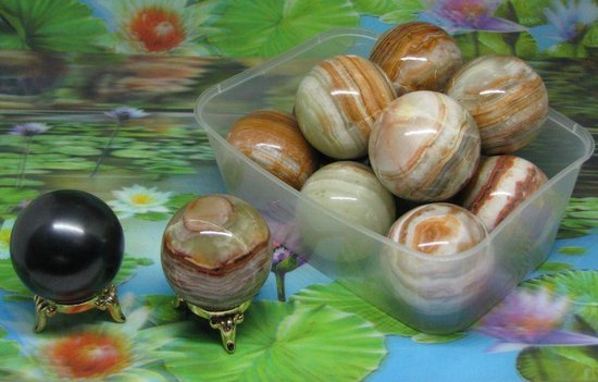 Sphères harmonisatrices shungite avec jaspe polychrome 50 mm