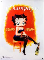 Betty boop -champagne- wandbord 30x40