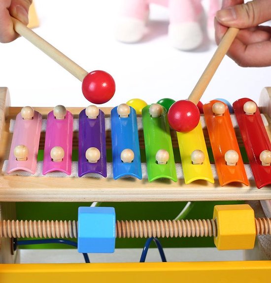 Tien Tenen - Leerzame speelbox - Houten speelgoed - Activiteiten kubus vanaf 8 maanden | bol.com