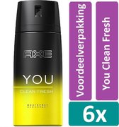 Axe Deodorant Spray - You Clean Fresh - 6 stuks van 150ml - Voordeelverpakking