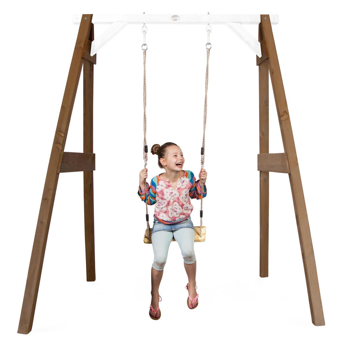 AXI Enkele Houten Schommel in Bruin/Wit - FSC hout - Vrijstaande schommelset voor kinderen met houten schommelzitje - Schommelset voor kinderen - 10 jaar Garantie! — afbeelding 7