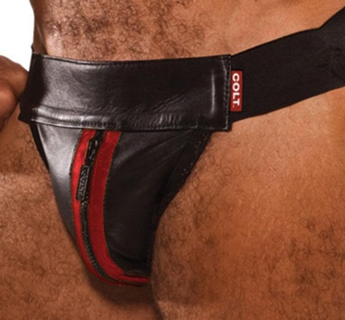Goedkoopste Colt leather jock black-red large