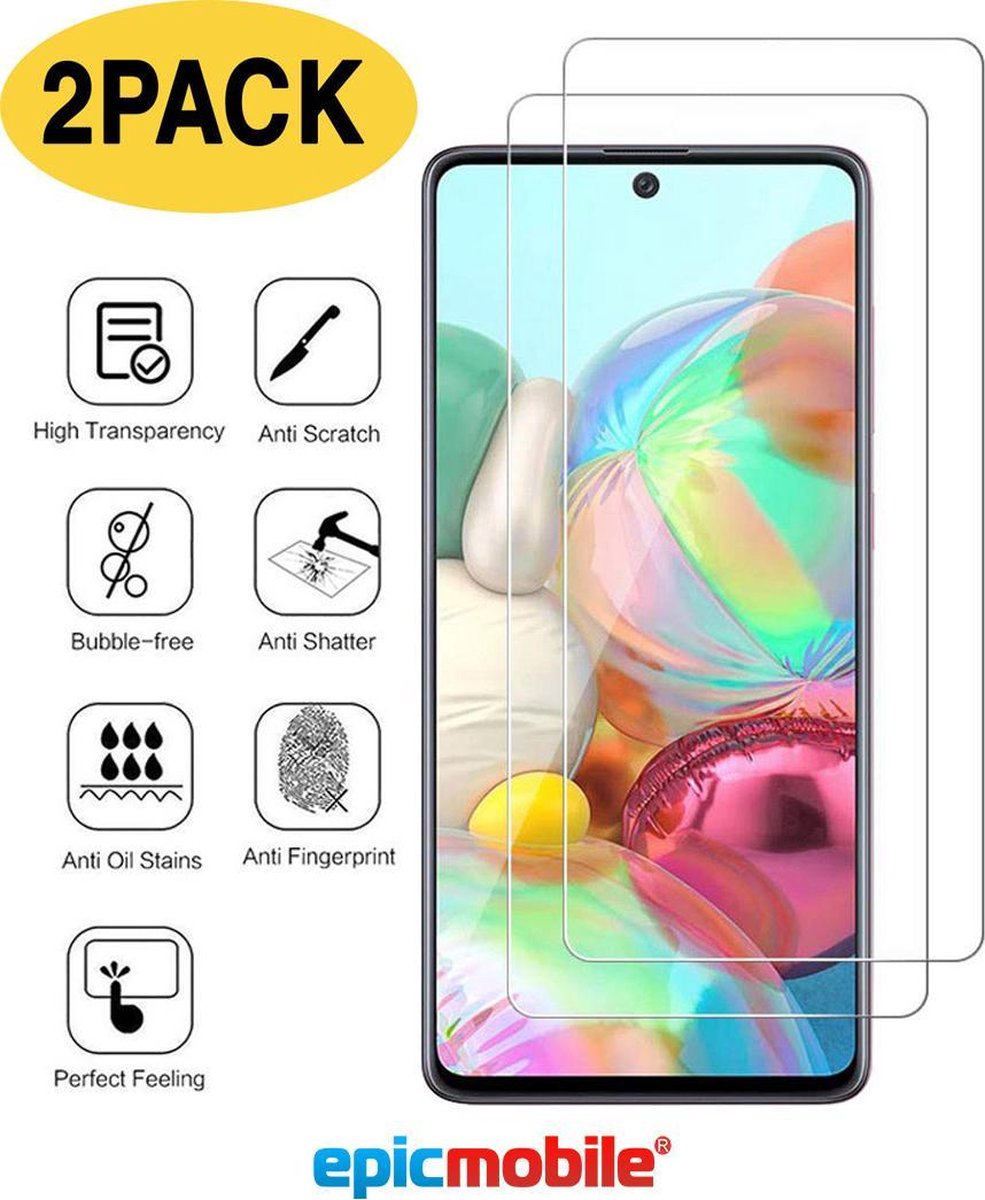 Screenprotector geschikt voor Samsung Galaxy A51 - 2x Tempered Glass - Anti burst - Perfect Fit - 2 PACK - EPICMOBILE