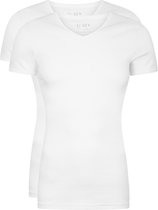 RJ Bodywear Everyday - Leeuwarden - 2-pack - T-shirt V-hals - wit rib -  Maat L