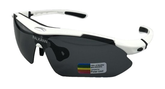 Falkann Basics - fietsbril / sportbril set + 5 verwisselbare lenzen incl. gepolariseerde Lens - Wit - Falkann