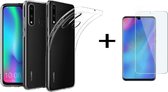Huawei P30 lite Transparant Hoesje Flexibel TPU Siliconen Case+ Glazen screenprotector - van Bixb