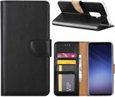 Samsung Galaxy S9 Plus Booktype / Telefoon Hoesje met pasjeshouder TPU Lederen Hoesje Zwart - van Bixb