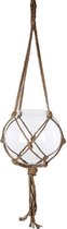 Mica Decorations hangende bloempot carice bal glas met touw maat in cm: h140 x d33cm - transparent