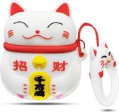 Cartoon Silicone Case voor Apple Airpods - Chinese lucky cat - wit