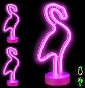 Relaxdays 3x neonlamp led - nachtlampje - neon tafellamp - neon lamp - flamingo - deco