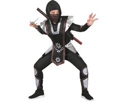 Vegaoo - Zwart en zilverkleurig shuriken ninja kostuum voor kinderen