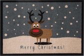Deurmat kerst Merry Christmas rendier Wasbaar 30°C 40x60 cm