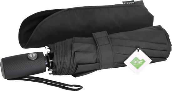 Gideon stormparaplu - Paraplu - Opvouwbaar – Automatisch – Windproof - Glasvezel frame - Zwart