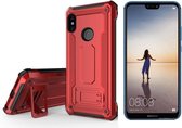 Ntech Huawei P20 Lite Armor hoesje met Kickstand - Rood