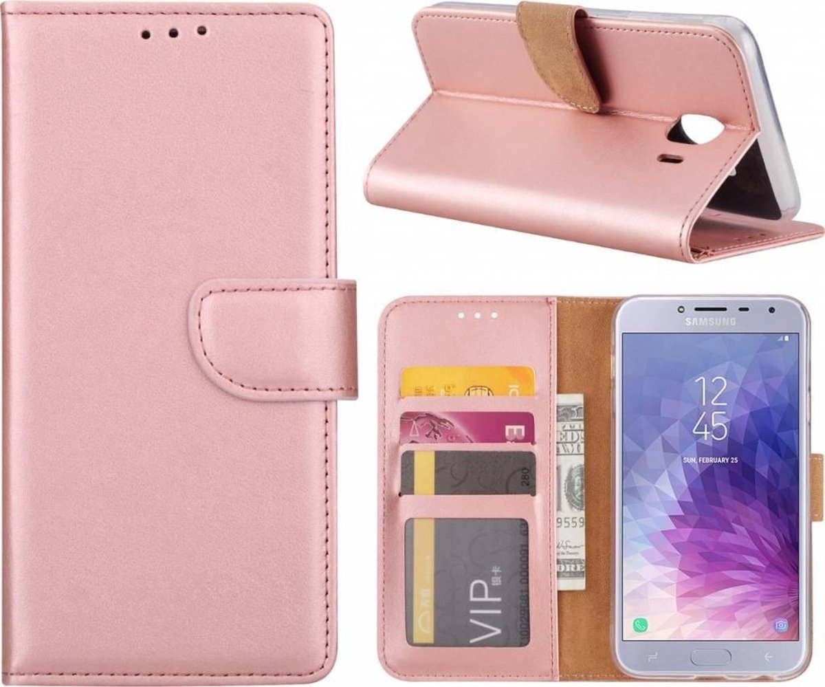 Samsung Galaxy J4 (2018) case Rose Goud Portemonnee hoesje met opbergvakjes