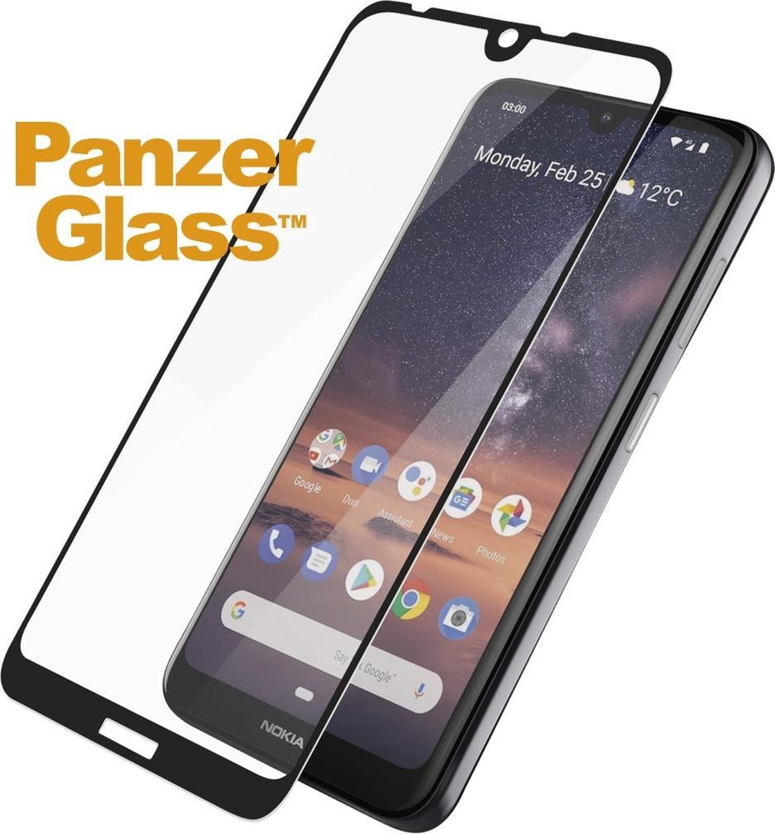 PanzerGlass Screenprotector geschikt voor Nokia 3.2 Glazen | PanzerGlass Edge to Edge Screenprotector - Case Friendly - Zwart