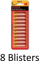 80 Stuks (8 Blisters a 10 st) Kodak ZINC super heavy duty AA