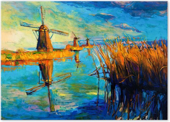Molens - Landschap Holland - Schilderij op Canvas