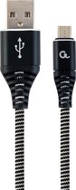 Premium micro-USB laad- & datakabel 'katoen', 1 m, zwart/wit