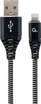 Premium USB Type-C laad- & datakabel 'katoen', 1 m, zwart/wit