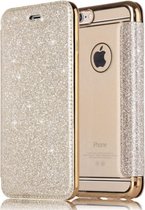 Flip Case Glitter voor Apple iPhone 6 - iPhone 6s - Goud - Hoogwaardig PU leer - Soft TPU - Folio